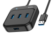 Адаптер-Хаб Hoco HB31 (USB to USB3.0*4) 0,2м, черный