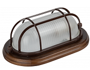 Светильник НБО 04-60-022 для бани, дерево/стекло, IP54, E27, max 60Вт, овальный, 232*140*80мм, орех