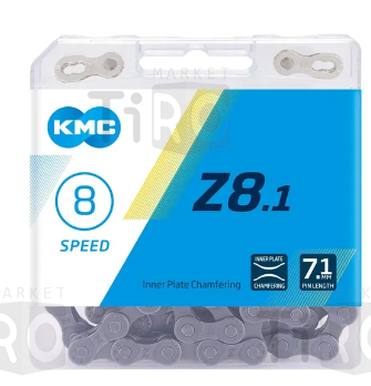 Цепь KMC Z-8.1, 6964 для 8 скоростей, 1/2"х3/32", 116 звеньев, пин 7.1мм, с замком, серая