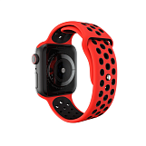 Ремешок Watch Series 42/44мм силиконовый (перфорированный) красно-черный