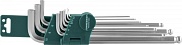 Комплект угловых шестигранников Extra Long H06SM109S с шаром 1,5-10мм, 9 предметов S2 материал