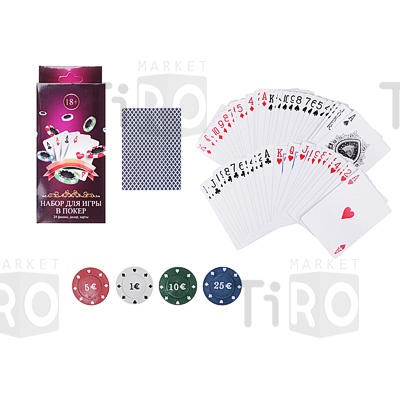 Набор для игры в покер, 7х4,2х14 см, 24 фишки 538-093