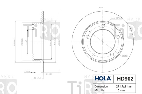 Тормозные диски Шевролет Нива 4х4 HOLA HD902, 2 шт 