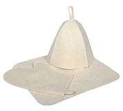 Набор для бани 3 предмета (шапка+коврик+рукавица) Hot Pot, войлок