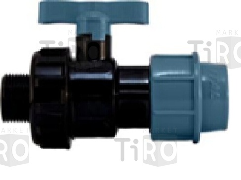 Кран шаровый с наружней резьбой PN10, d-25х3/4"ш, для ПЭ труб, 17358 Кран шаровый с наружней резьбой PN10, d-25х3/4"ш, для ПЭ труб, 17358