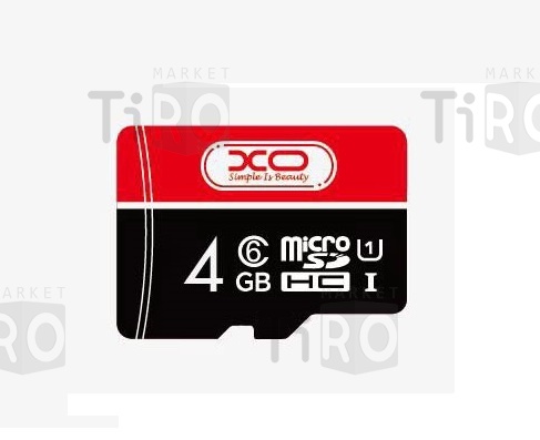 Карта памяти XO Micro SD 4gb, черно-красная
