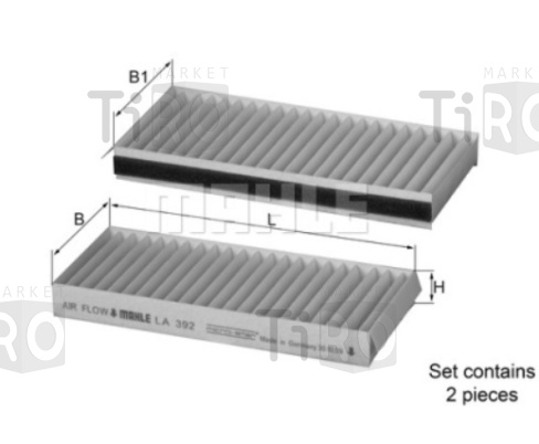 Элемент фильтрующий салонного фильтра Mahle LA 392/S Z0322 (CU 22 009-2)