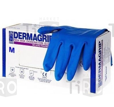 Перчатки латексные Dermagrip High Risk р-р XL, цена за 25 пар Перчатки латексные Dermagrip High Risk р-р XL, цена за 25 пар