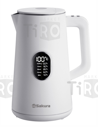 Чайник Sakura SA-2171W Premium, 1,5л, диск, 5 режимов нагрева, белый