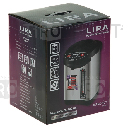 Термопот электрический "Lira" LR 0401 (нержавеющая сталь, объем 3,8л, 800Вт)