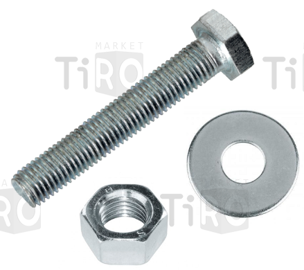 Болт шестигранник 595В-М6-80+шайба+гайка цинк М6*80 (4шт.)