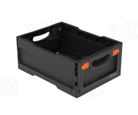 Ящик складной с кнопками-фиксаторами 400*300*170мм, черный ударопрочный (морозостойкий АП-482