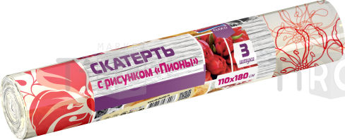 Скатерть Cuoco одноразовая, с рисунком (пионы), 110*180см, 3 штуки