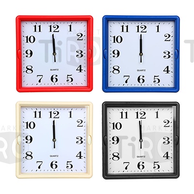 Часы настенные квадратные, 22см, 1хАА, пластик, стекло, 4 цвета, Ladecor Chrono 581-945