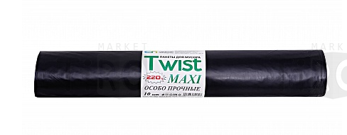 Мешок для мусора "Twist Maxi" ПВД 220л, рулон 10шт. (900*1300*0,035мм)