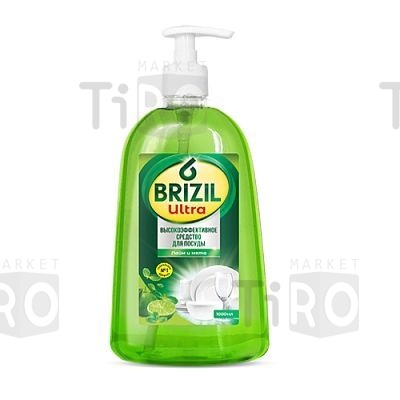 Средство для посуды Brizil Ultra, 1л с флиптопом лайм и мята