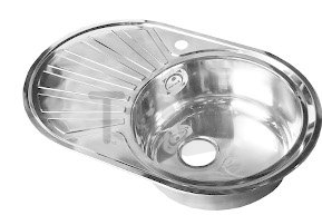 Мойка stMIRA врезная овальная нержавеющая 770*500мм, 0,8мм с сифоном, правая