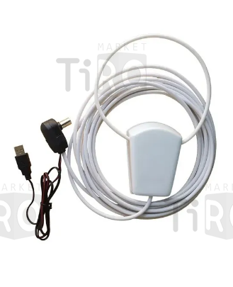 Антенна комнатная Волжанка активная цифровая (ДМВ/DVB-T2/USB/кабель 3м) питание от USB