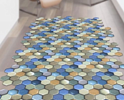 Коврик-дорожка вырезной антискользящий Shahintex Icarpet Print "Соты 3D Геометрия" 0,8*15м Турция