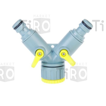 Разветвитель 2-х канальный, Inbloom (169-001) штуцерный, 3/4'-1/2', регулируемый, пластик