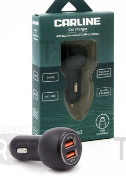 Адаптер автомобильный Carline® 2хUSB "Quick Charge 3.0" в прикуриватель 12В