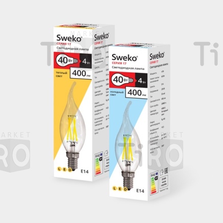 Лампа светодиодная Sweko 17LED-C35-4W-230-4000K-Е14-TCL Лампа светодиодная Sweko 17LED-C35-4W-230-4000K-Е14-TCL