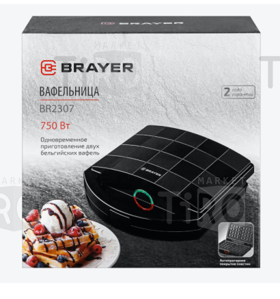 Вафельница электрическая Brayer BR2307, 750Вт Вафельница электрическая Brayer BR2307, 750Вт