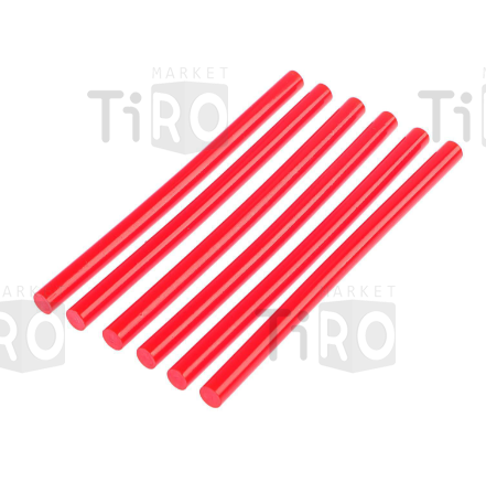 Стержни клеевые Тундра, 11 х 200 мм, красные, 6 штук