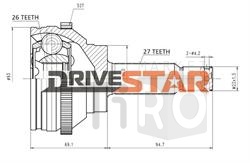 Шрус наружный Drivestar, OC-KH0005-F, 26x60x27