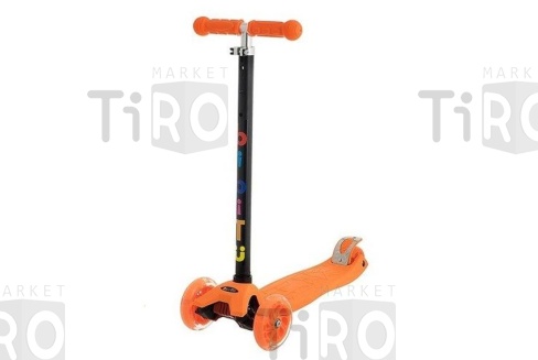 Самокат трехколесный для детей и подрост, материал - металл/пласт 60кг Bibitu Cavy SKL-07, оранжевый