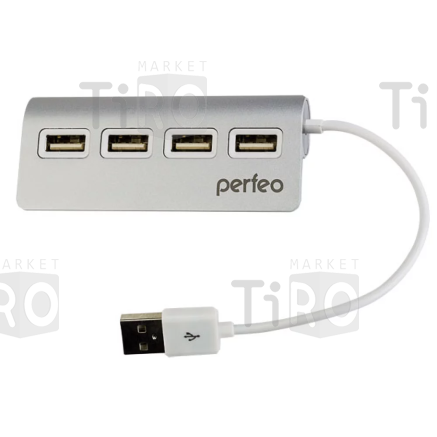 Хаб USB Perfeo 4 Port, (PF-HYD-6096) серебрянный