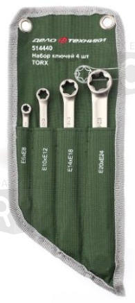 Набор ключей накидных Torx 514440 (Е6×Е8; Е10×Е12; Е14×Е18; Е20×Е24) 4 штуки планшет тетроновый