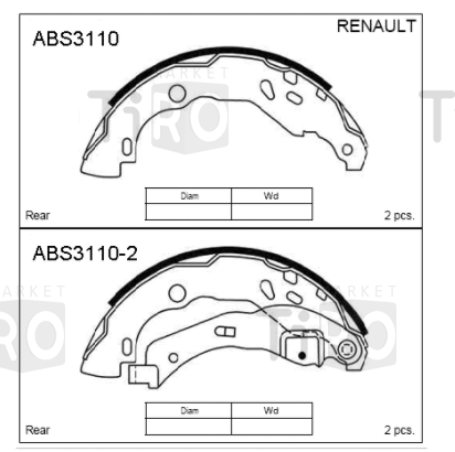 Колодки барабанные ABS3110