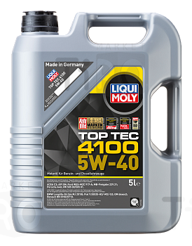 Синтетическое моторное масло Liqui Moly Top Tec 4100, 5W-40, SN C3, 9511 (5л) Синтетическое моторное масло Liqui Moly Top Tec 4100, 5W-40, SN C3, 9511 (5л)