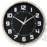 Часы настенные в хромированном канте, 25см, 1хАА, черные, пластик, Ladecor Chrono 581-941