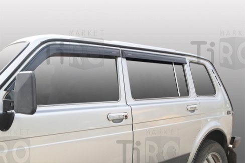Дефлекторы на боковые стекла VORON GLASS LADA NIVA 5dv(накладные/скотч) (к-т 4шт)