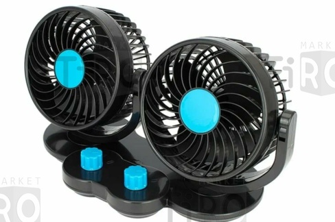 Автовентилятор d=130 мм 12V двойной (с решеткой пластик/270-360гр./штекер в прикуриватель) 126