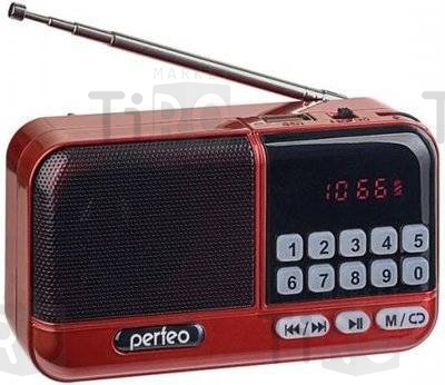 Радиоприемнтк цифровой Perfeo Егерь FM+70-108МГц/МР3, красный