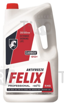 Антифриз Felix-40 Carbox G12+ красный, 5 кг