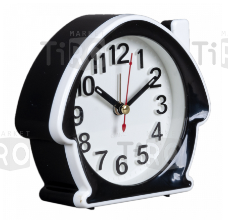 Будильник кварц, корпус черный с белым "Классика" "Рубин"