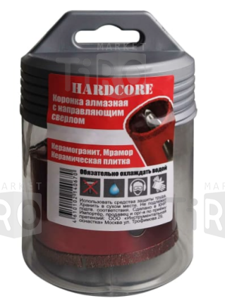 Коронка алмазная по керамограниту и мрамору с направляющим сверлом 28мм., "Hardcore" 154028