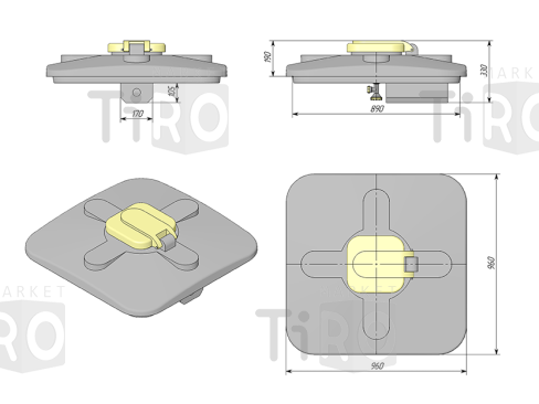 Бак душевой 100л, с подогревом, в комплекте с лейкой и краном