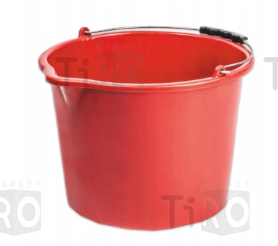 Ведро МВ строительное, ударопрочное, круглое усиленное 16л. красное