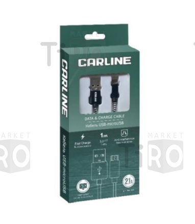 Кабель Carline USB-Lightning, тканевая оплетка, 1 метр, 2.1 Ампера