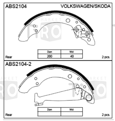Колодки барабанные ABS2104 Колодки барабанные ABS2104