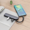 Адаптер-Хаб Hoco HB12 (Type-C -4USB) серый металлик