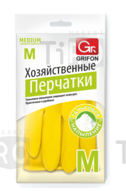 Перчатки резиновые с напылением Grifon 303-012 "M"