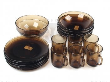 Набор столовый дымчатое стекло 19 предметов на 6персон, Basilico, 62074