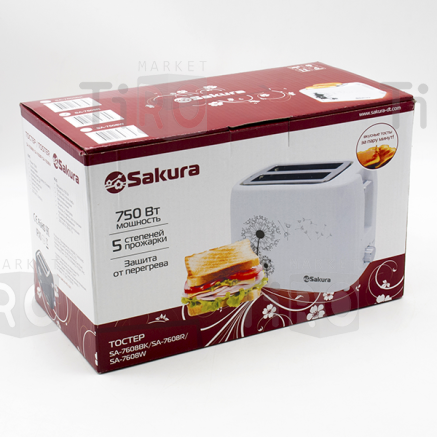 Тостер 750Вт, Sakura SA-7608W, белый Тостер 750Вт, Sakura SA-7608W, белый
