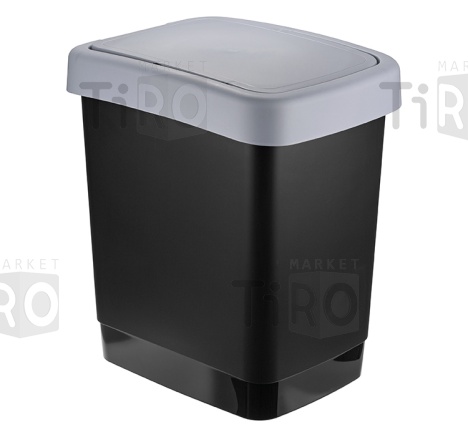 Контейнер для мусора Idea Твин М2479, 18л. подвижная крышка в двух направлениях, серый